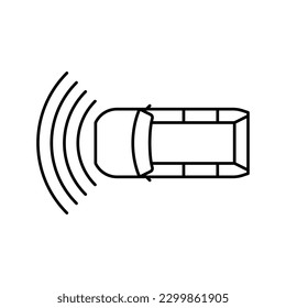 vector de icono de la línea del vehículo de control de la velocidad de crucero. señalización del coche de control de la velocidad de crucero. símbolo de contorno aislado ilustración negra