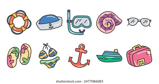 Cruise Doodle Illustration Set Collection