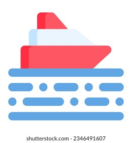 Cruise in flat icon. Ship, ferry, vacation, travel, holiday