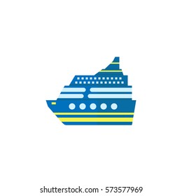 Cruise flat icon, travel & tourism, passenger ship, a colorful solid pattern on a white background, eps 10.