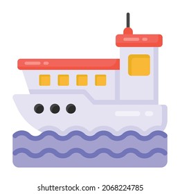 Cruise in flat style icon, editable vector 