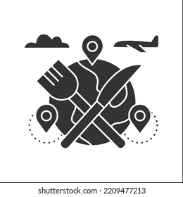 Cruise Glyph Icon. Ocean Or Sea Ship Journey. Cruise. Marine Tourism. Voyage Along Inland Or International Waterways. Tourism Types Concept.Filled Flat Sign. Isolated Silhouette Vector Illustration