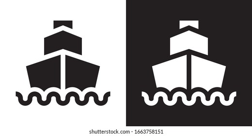 Cruise. Glyph Icon in White and Black Version.