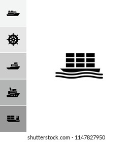 Cruise icon. collection of 6 cruise filled icons such as helm, ship, cargo ship. editable cruise icons for web and mobile.