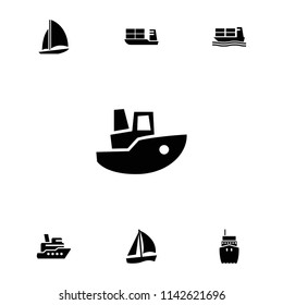 Cruise icon. collection of 7 cruise filled icons such as ship, sailboat, cargo ship. editable cruise icons for web and mobile.