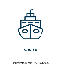 Icono de crucero. Ilustración vectorial lineal. Esquema del vector de icono de crucero. Símbolo de línea delgada para uso en aplicaciones web y móviles, logotipo, medios impresos.