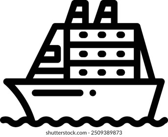 Icono de crucero. Diseño De Estilo Lineal Delgado Aislado Sobre Fondo Blanco