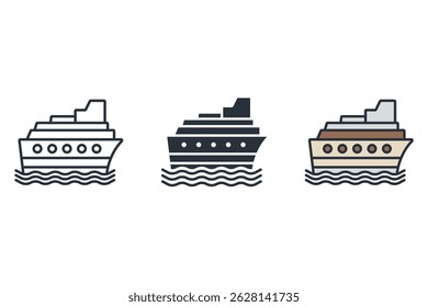 cruise icons isolated on White Background. Flat style design