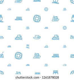 cruise icons pattern seamless white background. Included editable outline lifebuoy, boat, cargo ship, ship icons. cruise icons for web and mobile.