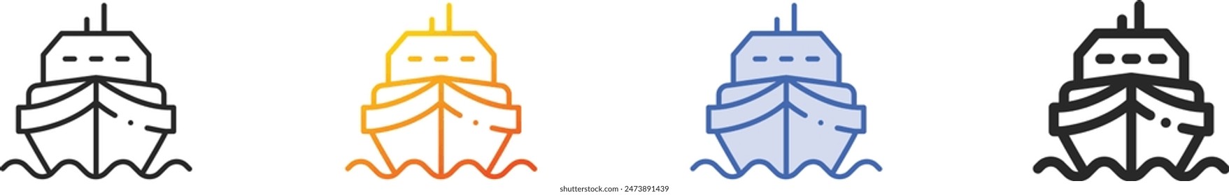 cruise icon.Thin Linear, Gradient, Blue Stroke and bold Style Design Isolated On White Background