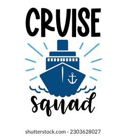 Cruise lettering for greeting card design, romantic illustration. Festive decoration. Invitation template. Vector illustration