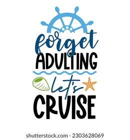 Cruise lettering for greeting card design, romantic illustration. Festive decoration. Invitation template. Vector illustration