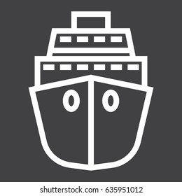 Cruise line icon, Travel and tourism, vector graphics, a linear pattern on a black background, eps 10.