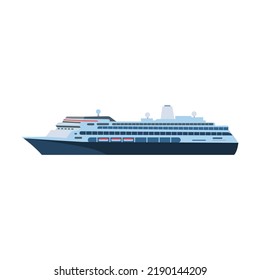 Kreuzfahrtschiff. Flache Vektorgrafiken für die nautische Navigation. Seeverkehr und Seeverkehr