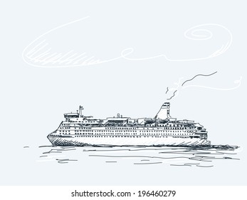 Cruise liner Hand drawn illustration