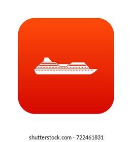 Cruise liner icon digital red for any design isolated on white vector illustration