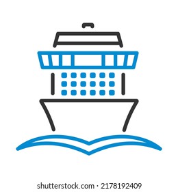 Cruise Liner Icon. Editable Bold Outline With Color Fill Design. Vector Illustration.
