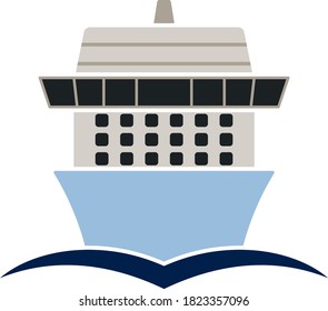 Cruise Liner Icon. Flat Color Design. Vector Illustration.