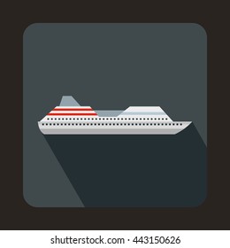 Cruise liner icon in flat style on a gray background