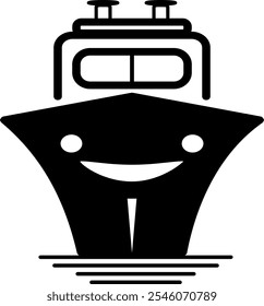 Icono de crucero sobre fondos de Vector en blanco y negro