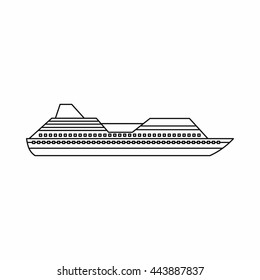 Cruise liner icon in outline style isolated on white background
