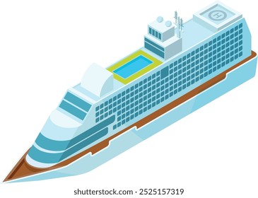 Icono isométrico del crucero. Buque de viaje náutico