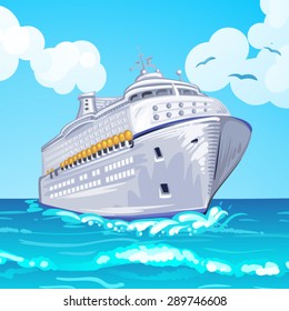 Cruise liner on the sea