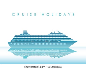 Cruise liner on a white background with text space, vector illustration.