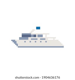 Cruise Liner Pixel Art Icon Maritime Stock Vector (Royalty Free ...