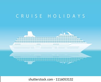 Cruise liner in the sea with text space, vector illustration.