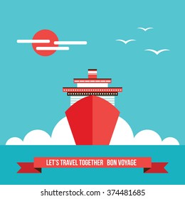 Cruise liner ship Colorful background Travel Tourism Vacation concept