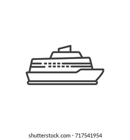 Cruise liner, ship line icon.