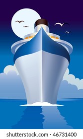 Cruise Liner, Cruise Ship Vector Illustration