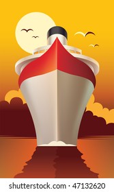 Cruise liner, cruise ship vector illustration