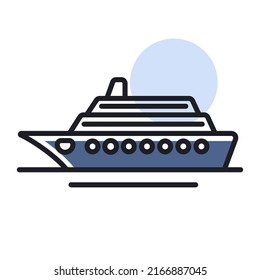 Cruise liner vector isolated icon. Graph symbol for travel and tourism web site and apps design, logo, app, UI