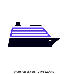 Cruise liner water transport flat icon, side view