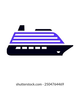 Cruise liner water transport flat icon, side view