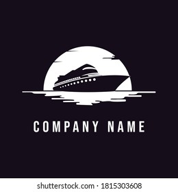 Cruise Logo design inspiration with moon and wave concept