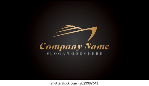 cruise logo illustration in gold color vector