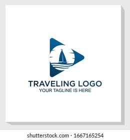 cruise logo template design vector, traveling logo vector, ship logo template