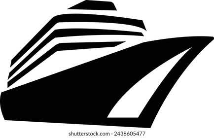 cruise logo vector isolated on transparent background, Ships, boats, cargo, logistics, transportation and shipping icons, Cruise ship logo design. Black silhouette of marine vehicles Clipart image