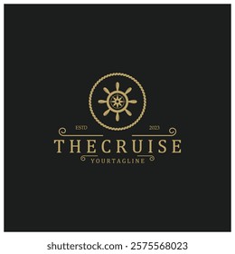 The cruise logo,ship steering logo, boat, yacht, rope, maritime, anchor. Logo for business, sailor, sailing, tourism