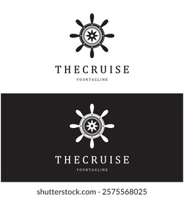 The cruise logo,ship steering logo, boat, yacht, rope, maritime, anchor. Logo for business, sailor, sailing, tourism