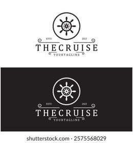 The cruise logo,ship steering logo, boat, yacht, rope, maritime, anchor. Logo for business, sailor, sailing, tourism