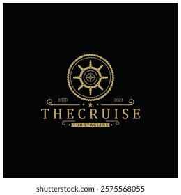 The cruise logo,ship steering logo, boat, yacht, rope, maritime, anchor. Logo for business, sailor, sailing, tourism