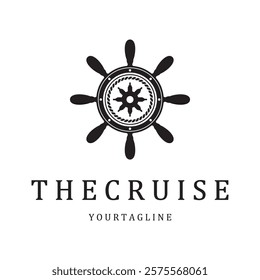 The cruise logo,ship steering logo, boat, yacht, rope, maritime, anchor. Logo for business, sailor, sailing, tourism