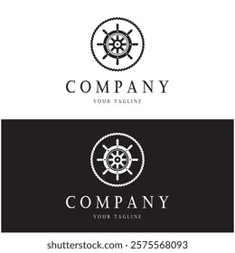 The cruise logo,ship steering logo, boat, yacht, rope, maritime, anchor. Logo for business, sailor, sailing, tourism