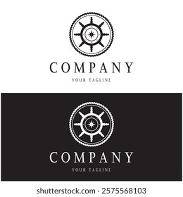 The cruise logo,ship steering logo, boat, yacht, rope, maritime, anchor. Logo for business, sailor, sailing, tourism