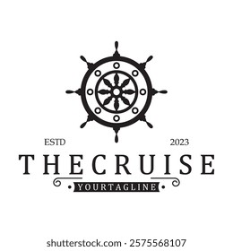 The cruise logo,ship steering logo, boat, yacht, rope, maritime, anchor. Logo for business, sailor, sailing, tourism