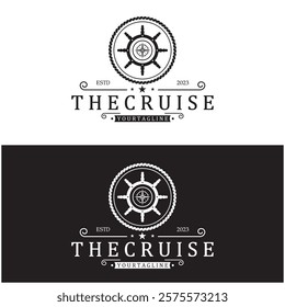 The cruise logo,ship steering logo, boat, yacht, rope, maritime, anchor. Logo for business, sailor, sailing, tourism